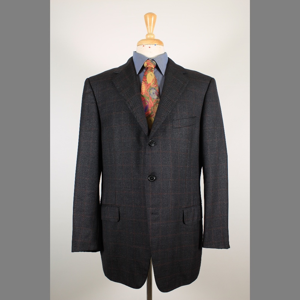 #ErmenegildoZegna 44R Gray Check Sport Coat 79-F